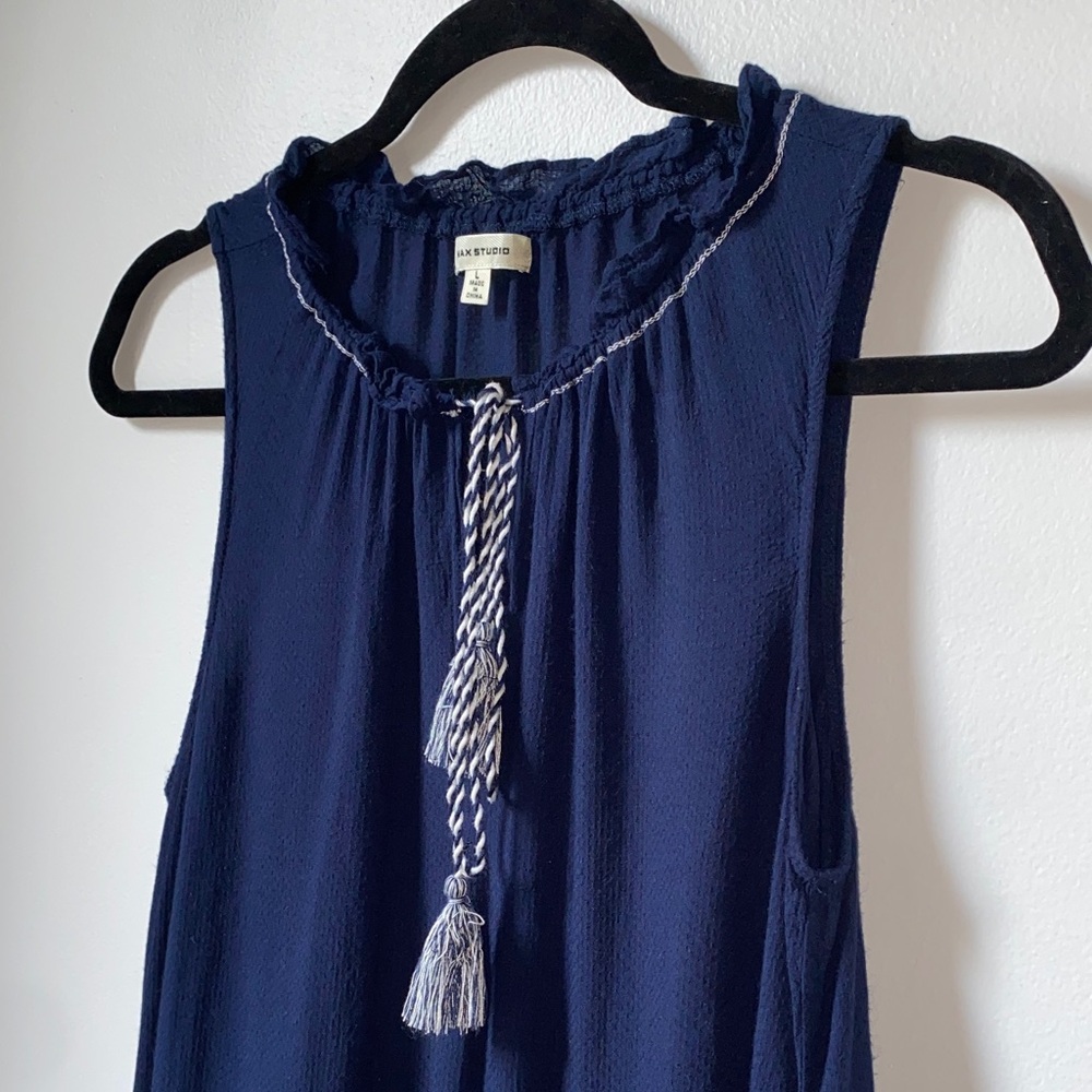 Max Studio Navy Embroidered Sleeveless Blouse - Picture 3 of 10